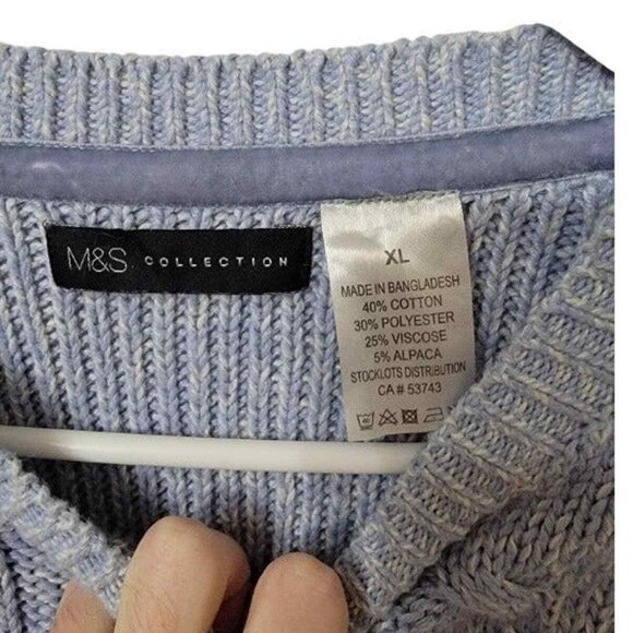 M&S collection sweater Womens size xl baby blue‎ cotton blend heavy and warm - Picture 3 of 6